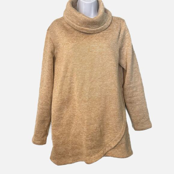 Lands' End Tan Cowl Neck Pullover Sweater/Sweatshirt Tan Women's Medium - Picture 1 of 5
